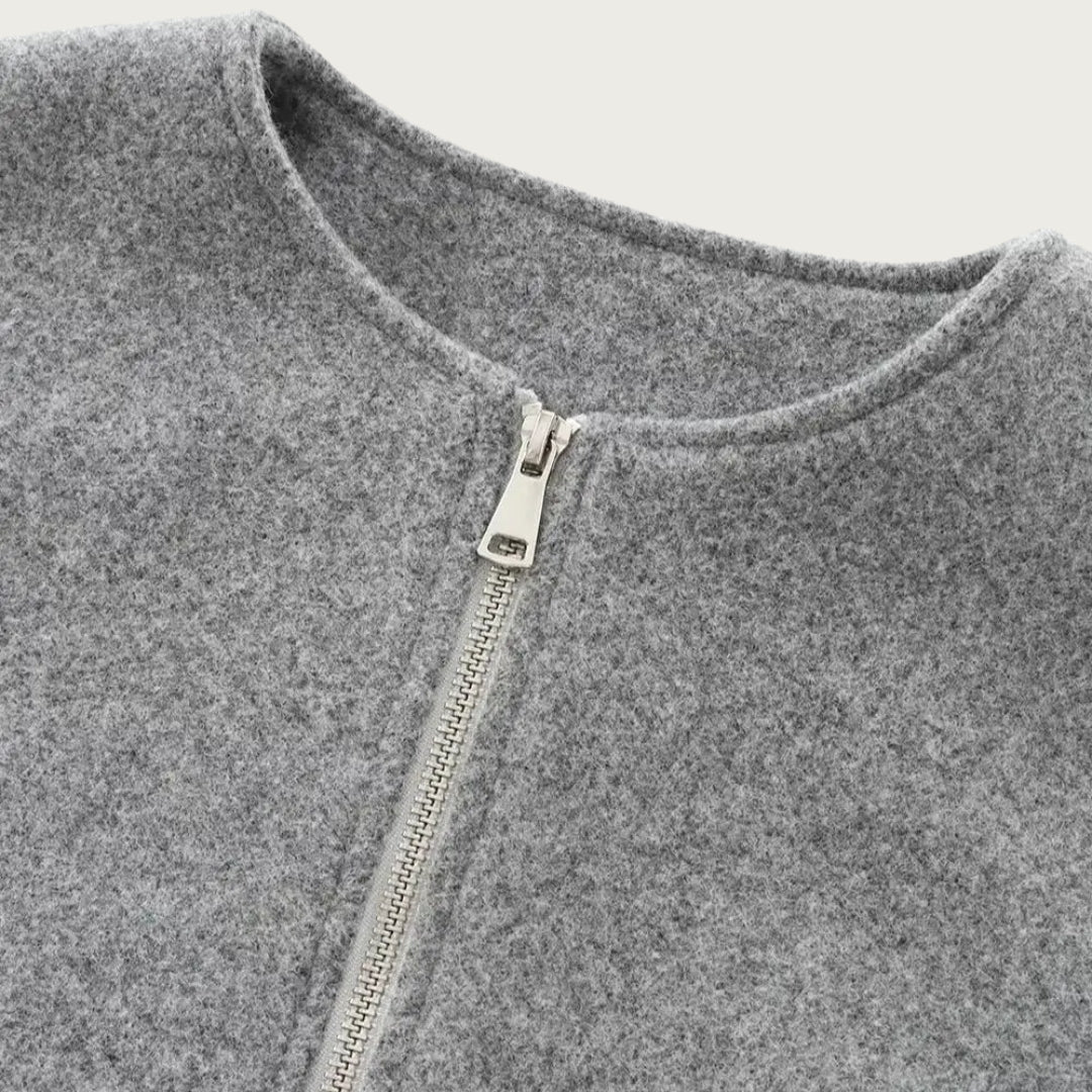 Kurze Damenjacke Mit Rundhalsausschnitt | Lässig