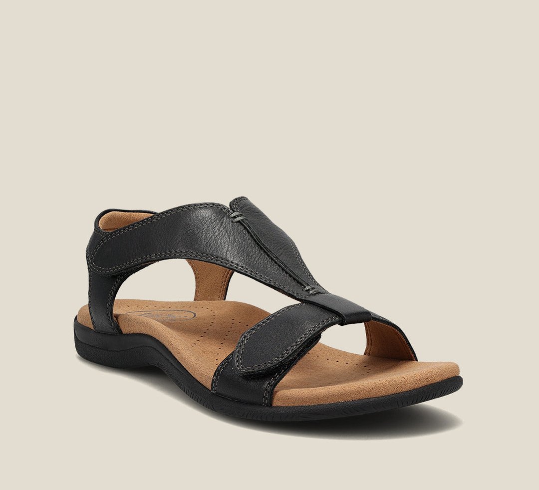 Sandalen Damen Bequemes | Offene Passform Mit Riemen-Schwarz-35-Orthomode.de