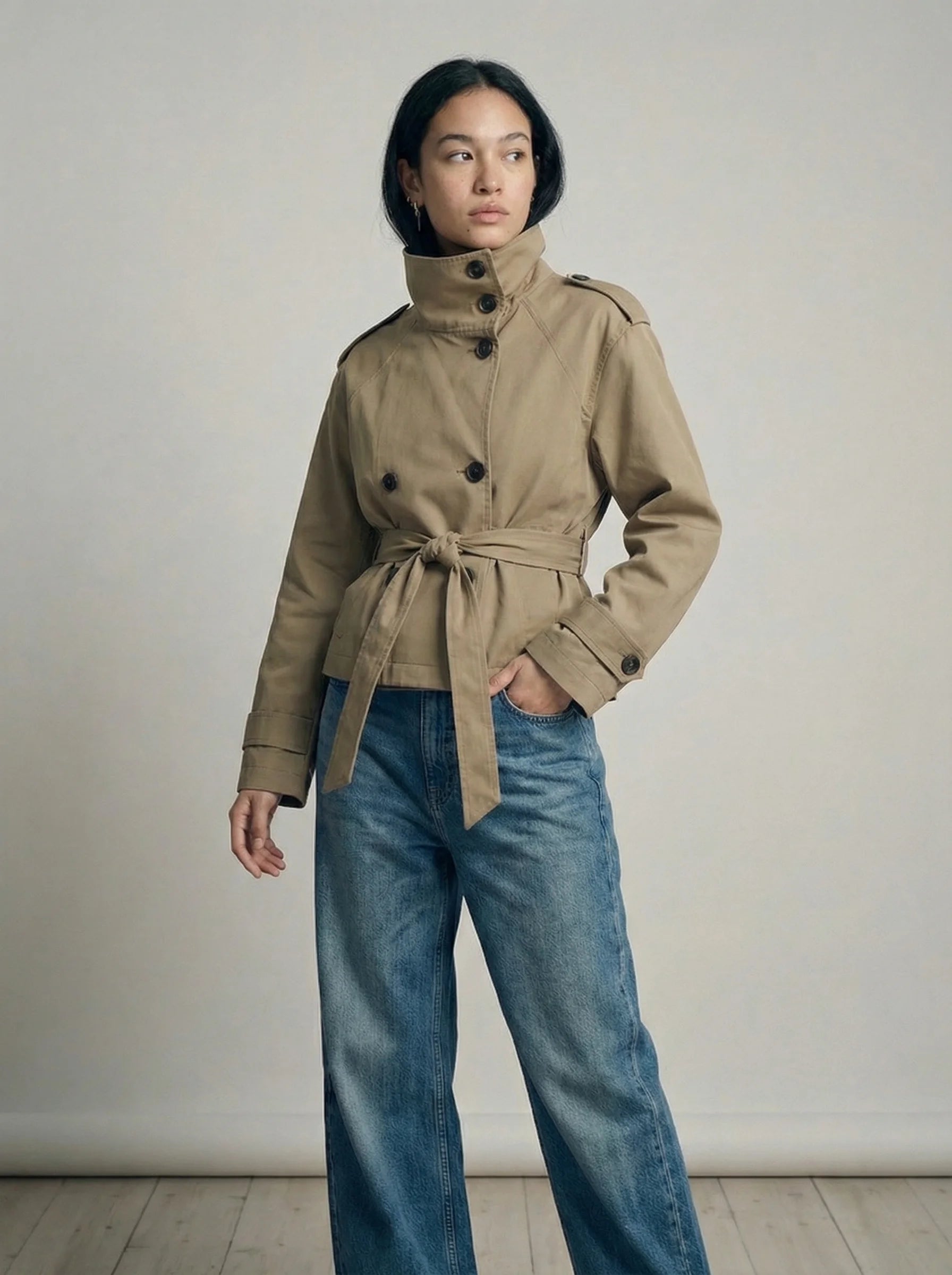 Trenchcoat Damen | Kurzer Schnitt Mit Gürtel