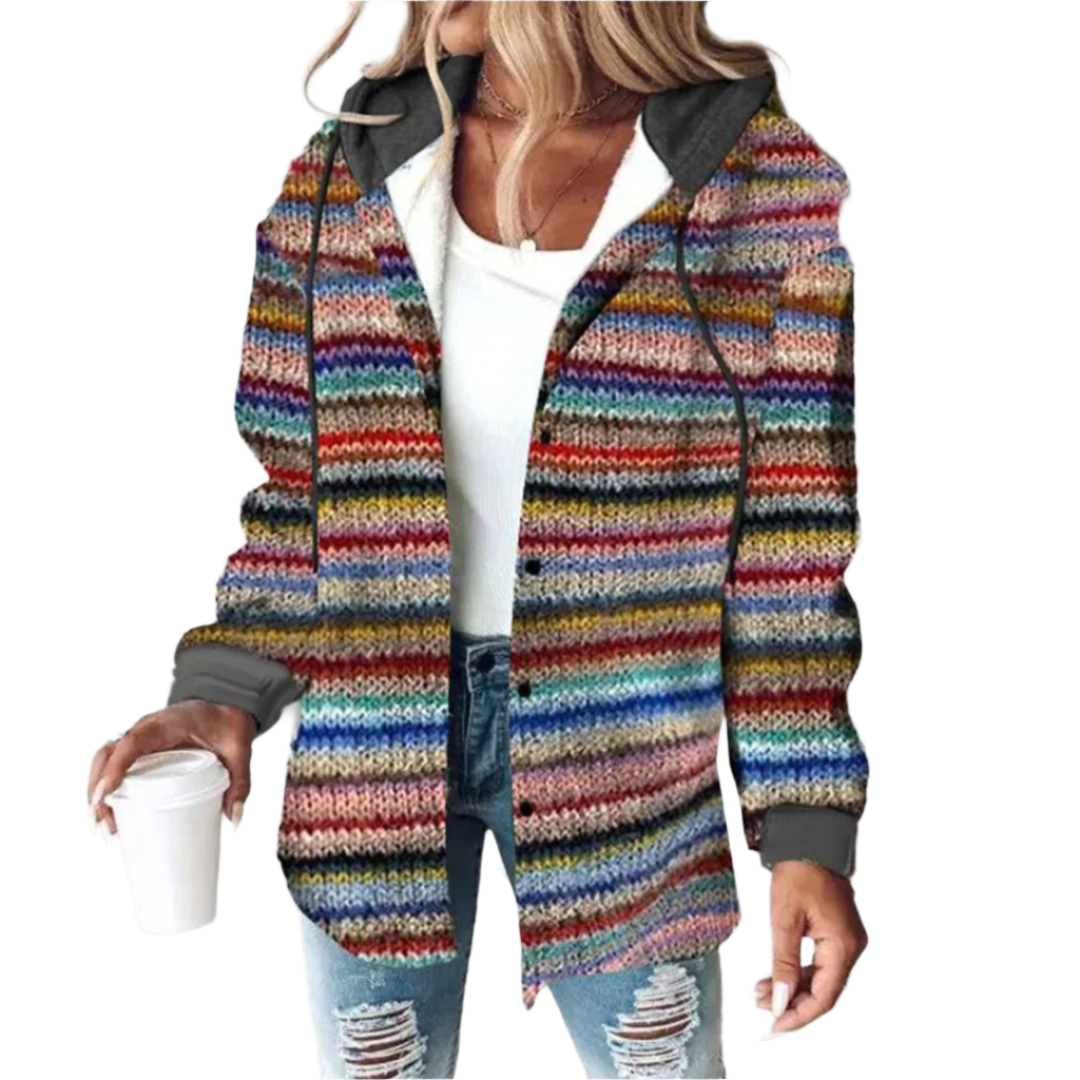 Lässiger Kapuzen-cardigan Mit Knopfverschluss Für Damen | Mehrfarbig
