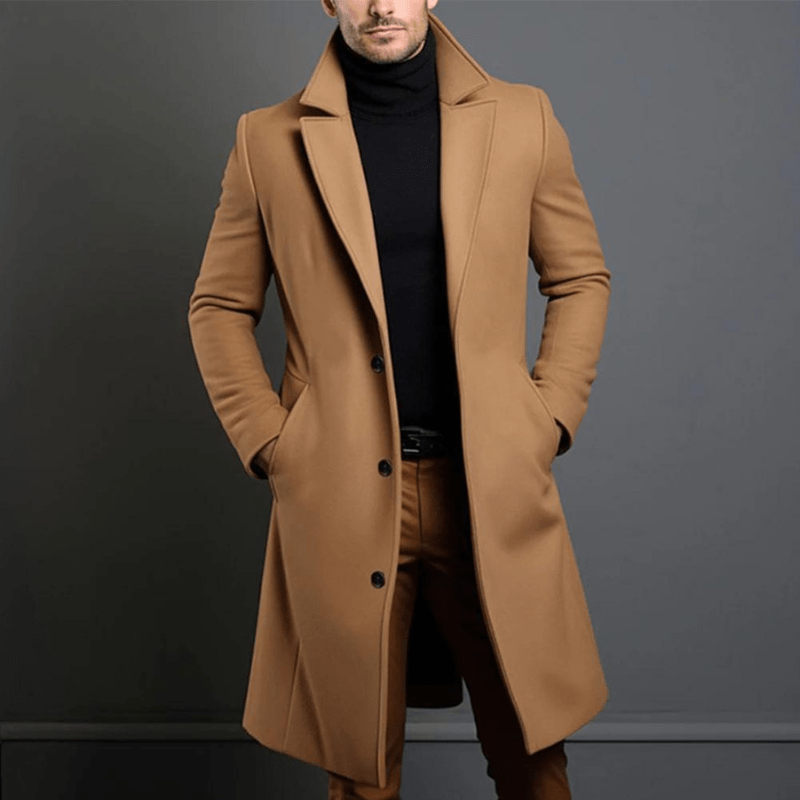 Stylischer Winter Trenchcoat Für Herren | Lang