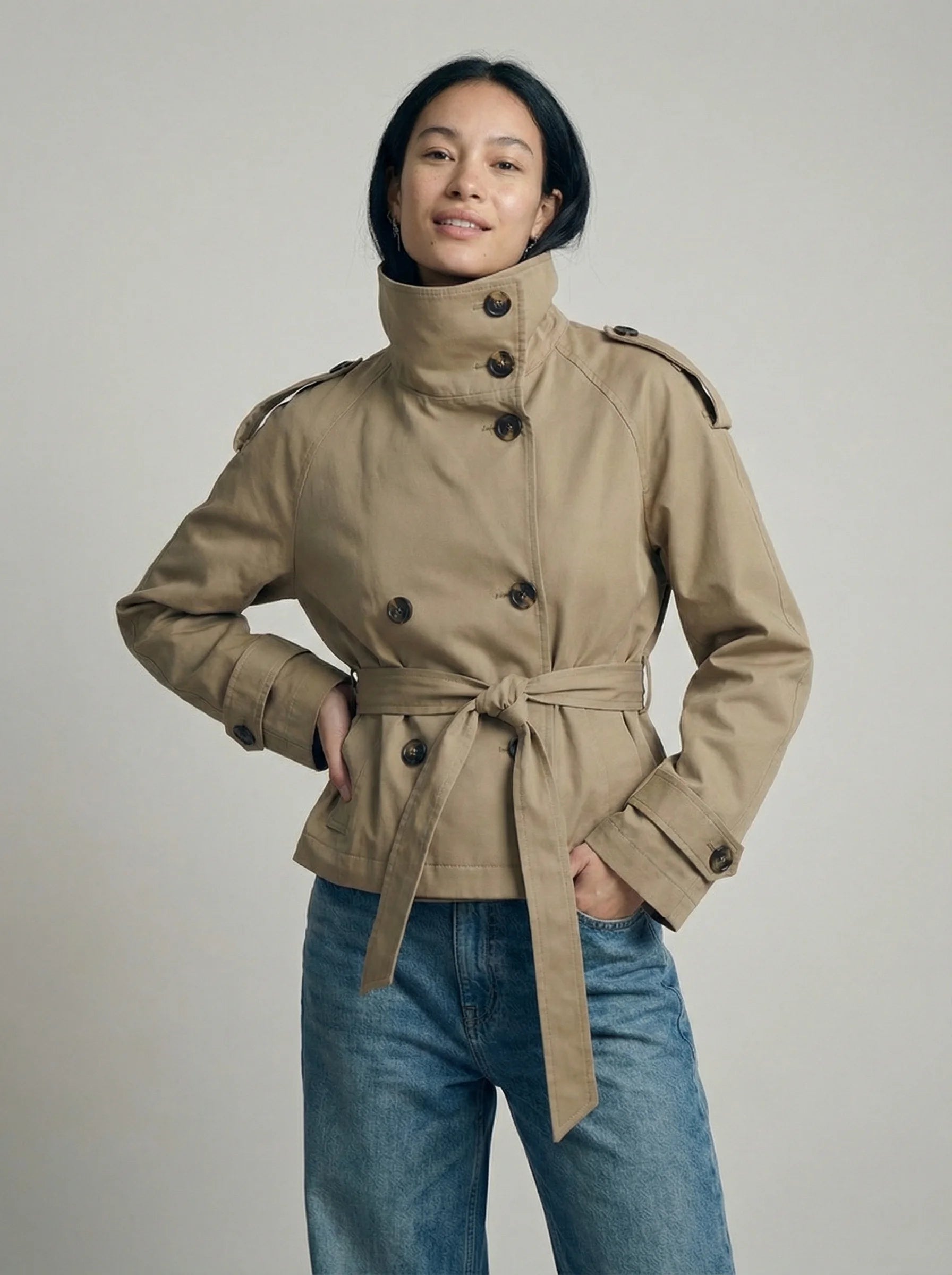 Trenchcoat Damen | Kurzer Schnitt Mit Gürtel