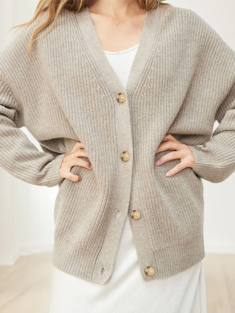 Winterlicher Oversize-Cardigan Mit Knöpfen Und Offener Vorderseite Für Damen | Langarm