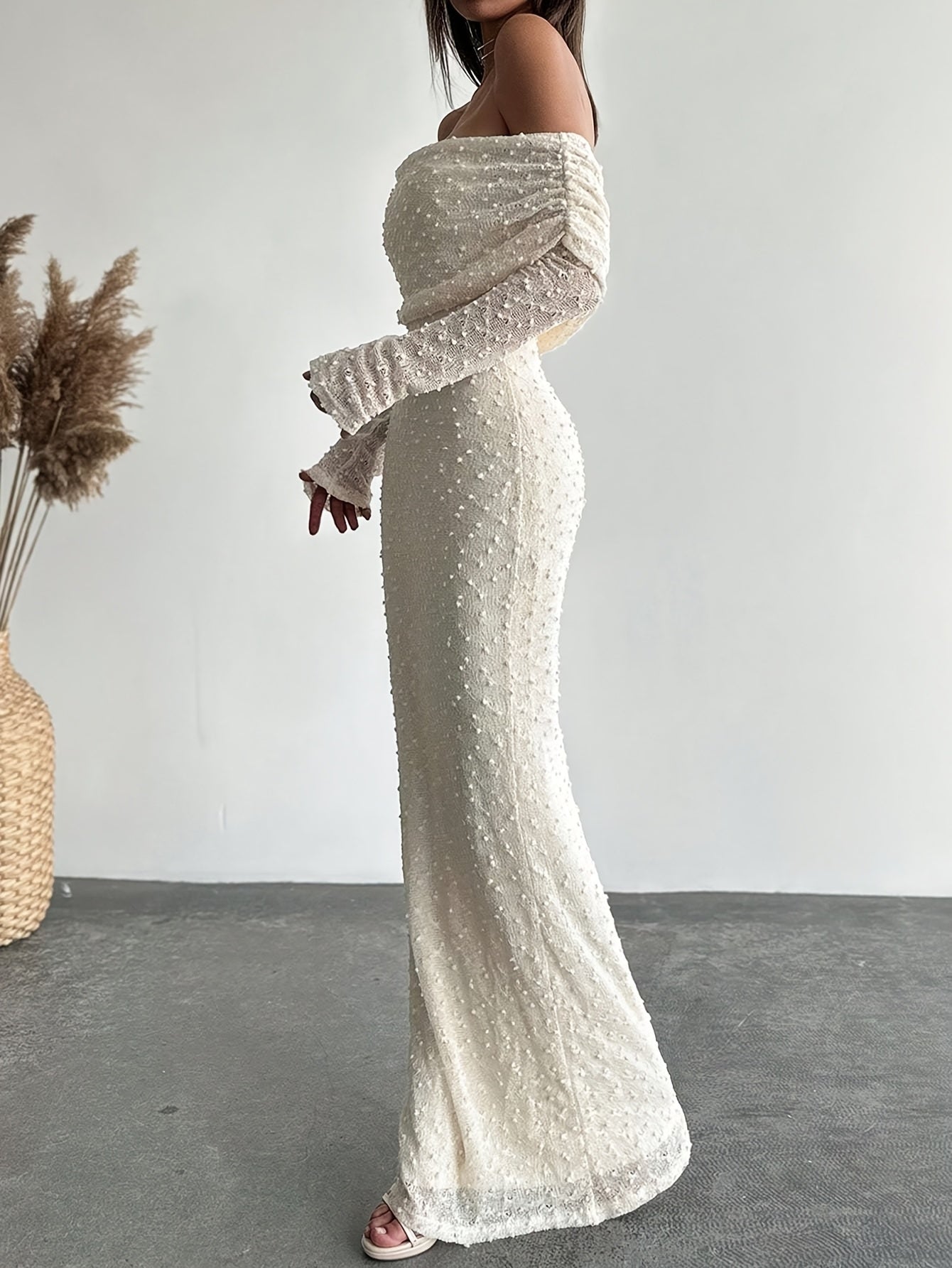 Damen Abendkleid | Off-Shoulder Mit Eleganter Struktur-Orthomode.de