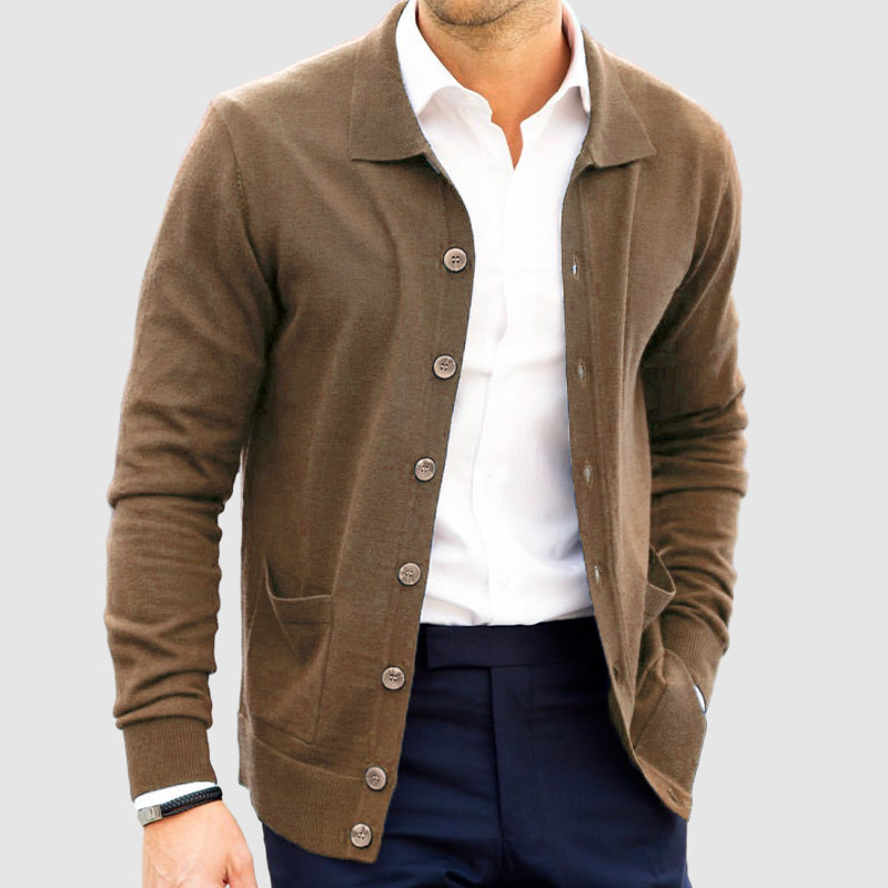 Herren Winter Strickjacke Mit Kragen | Mit Tasche
