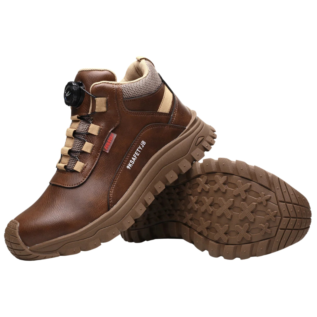 Herren Arbeitsschuhe | Hoher Schnitt Mit Drehverschluss-Braun-37-Orthomode.de