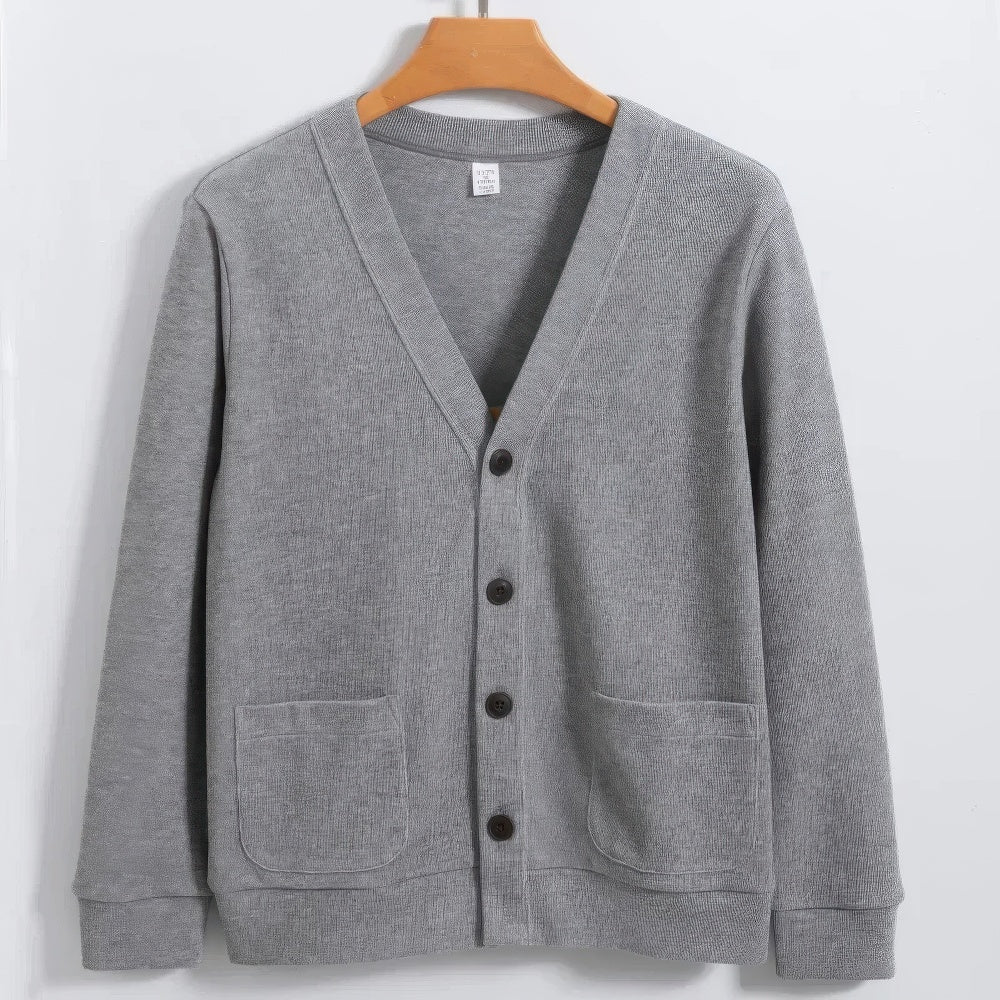 Herren Winter-Cardigan Mit Knopfleiste Und V-Ausschnitt | Mit Tasche