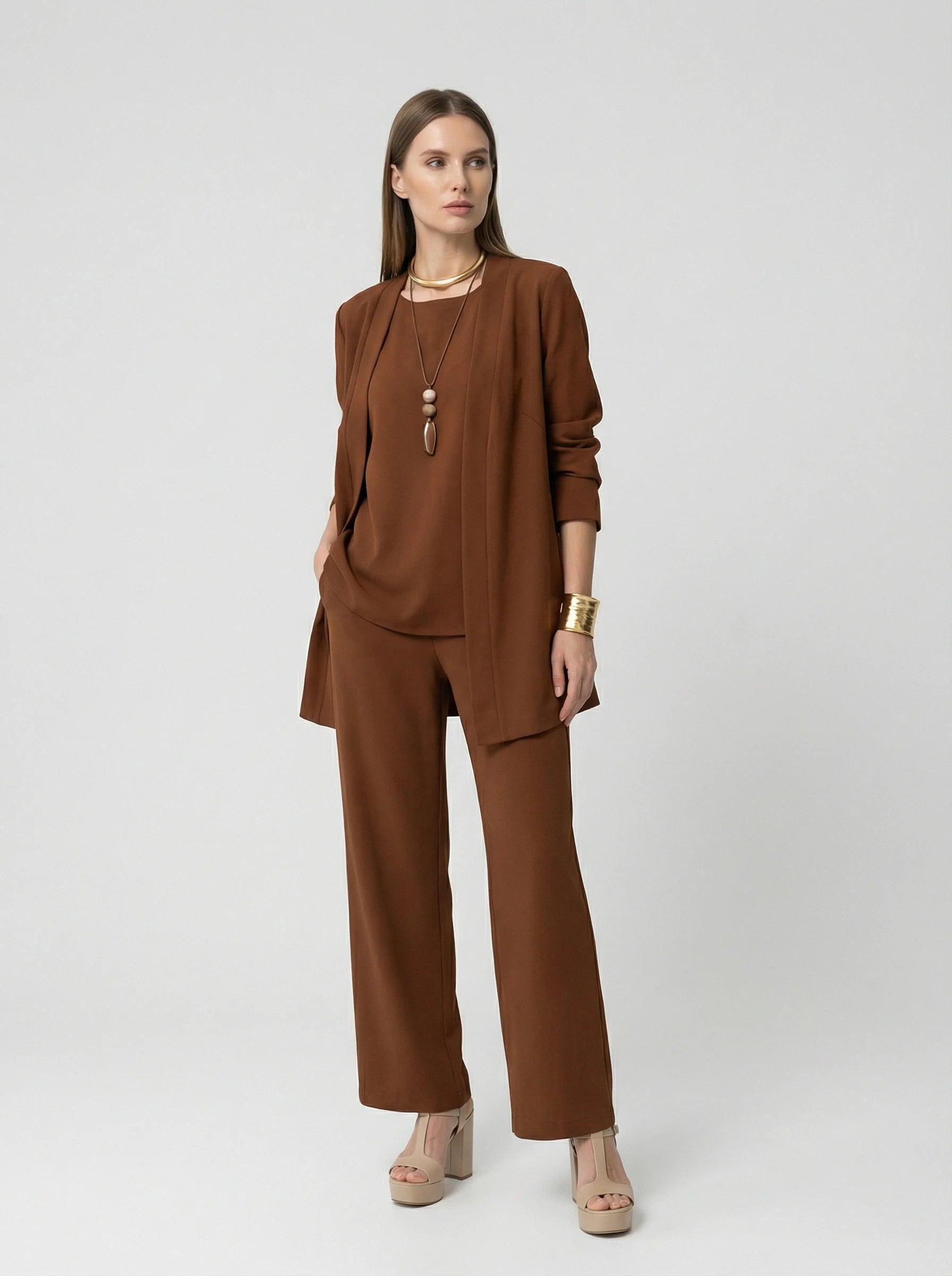 Hosenanzug Damen | Dreiteiliger Set Mit Fließender Linienführung