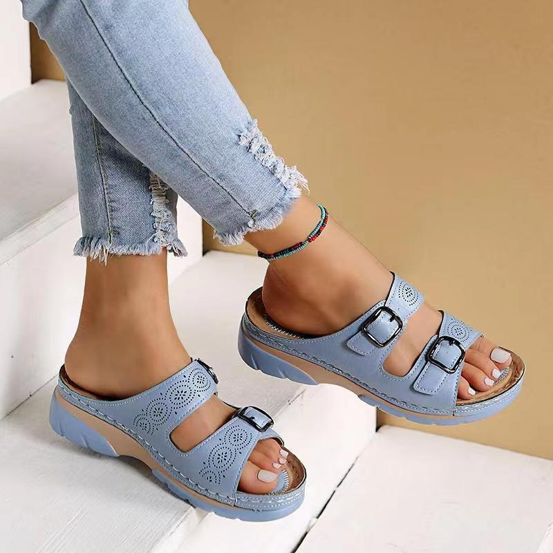 Sandalen Damen Orthopädische | Offene Form Mit Schnallen-Hellblau-35-Orthomode.de
