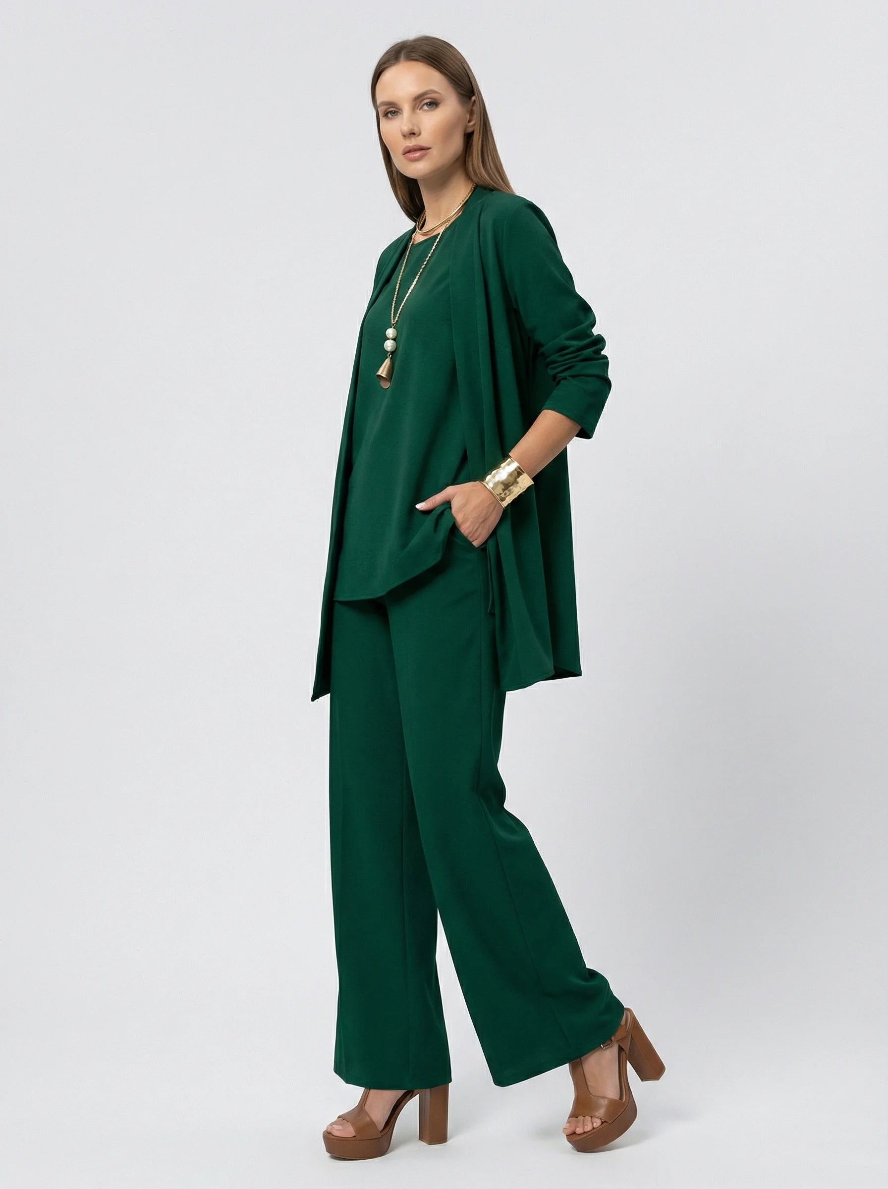 Hosenanzug Damen | Dreiteiliger Set Mit Fließender Linienführung