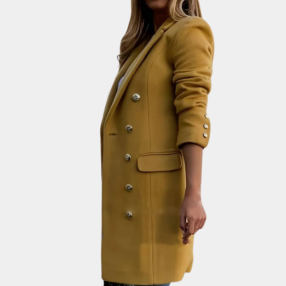 Klassischer Zweireihiger Trenchcoat Für Damen | Knopfdetails
