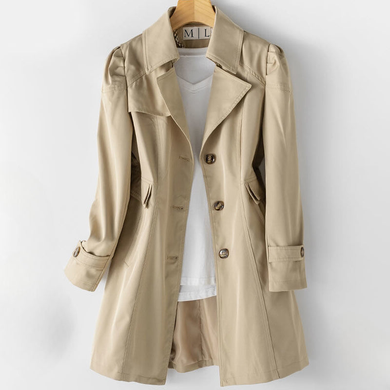Trenchcoat Damen | Taillierter Schnitt Mit Reverskragen-Beige-S-Orthomode.de