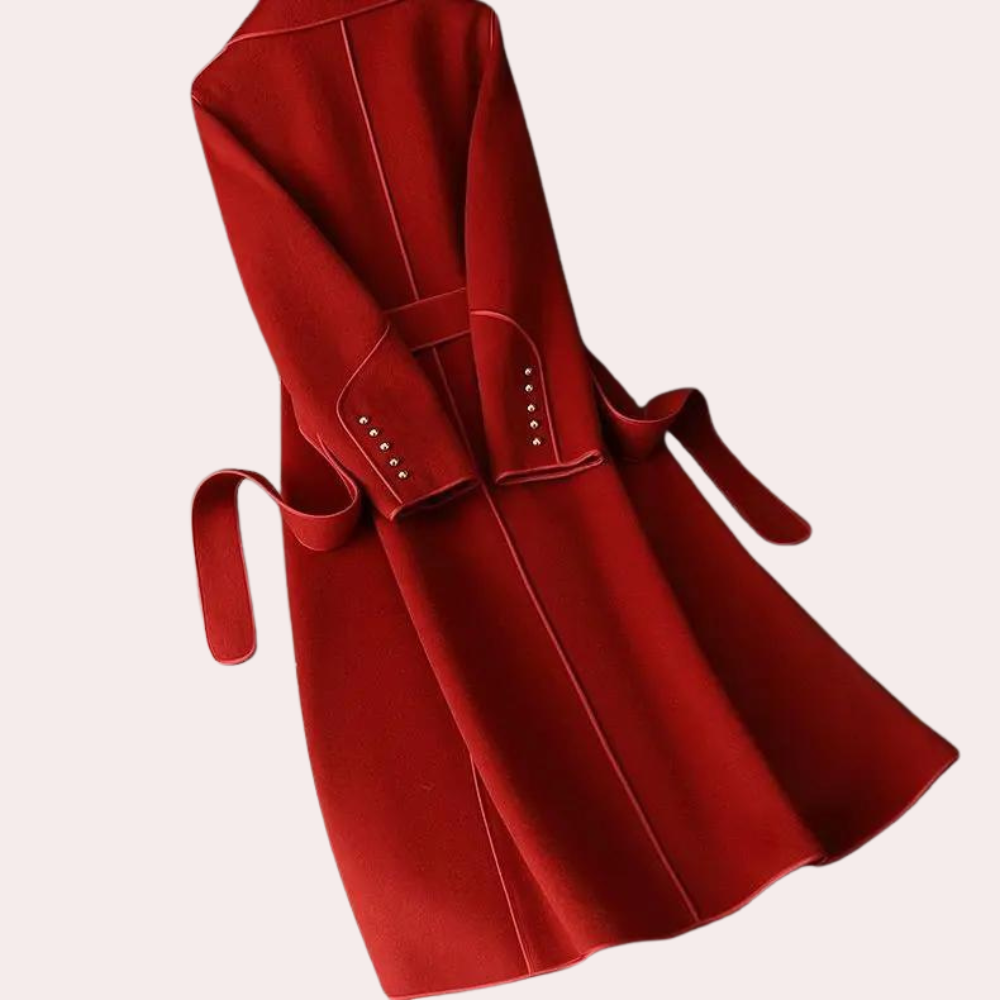 Stilvoller Langer Wintermantel Für Damen | Taillenbund
