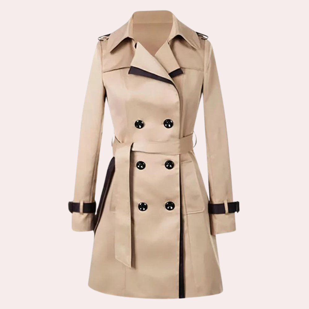 Stylischer Zweireiher Trenchcoat Für Damen | Mittellang