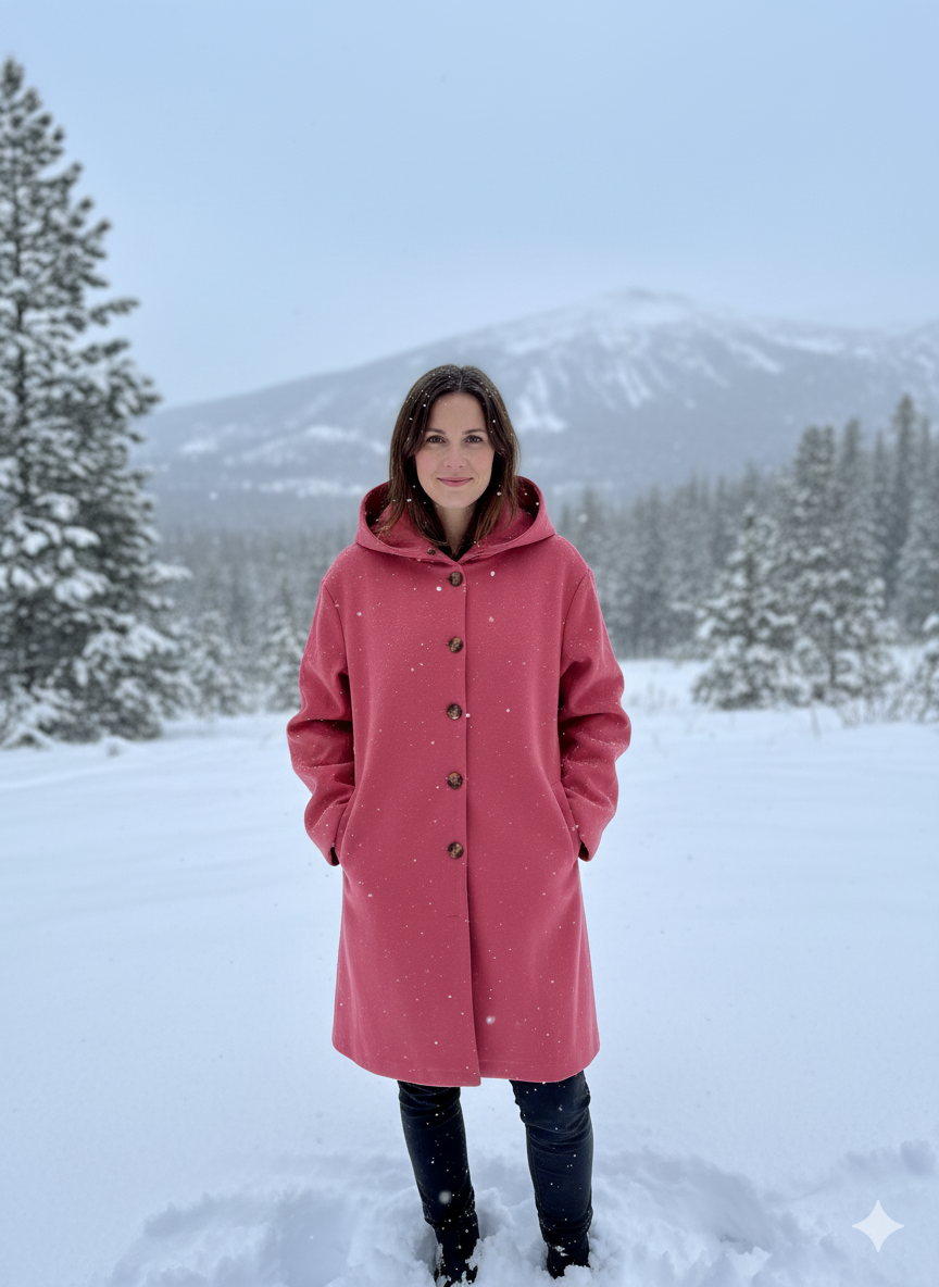 Damen Kapuzenmantel | Elegant Knopfleiste Design