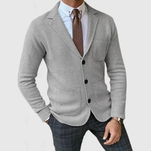 Strickblazer Mit Knopfleiste Und Taschen Für Herren | Lange Ärmel