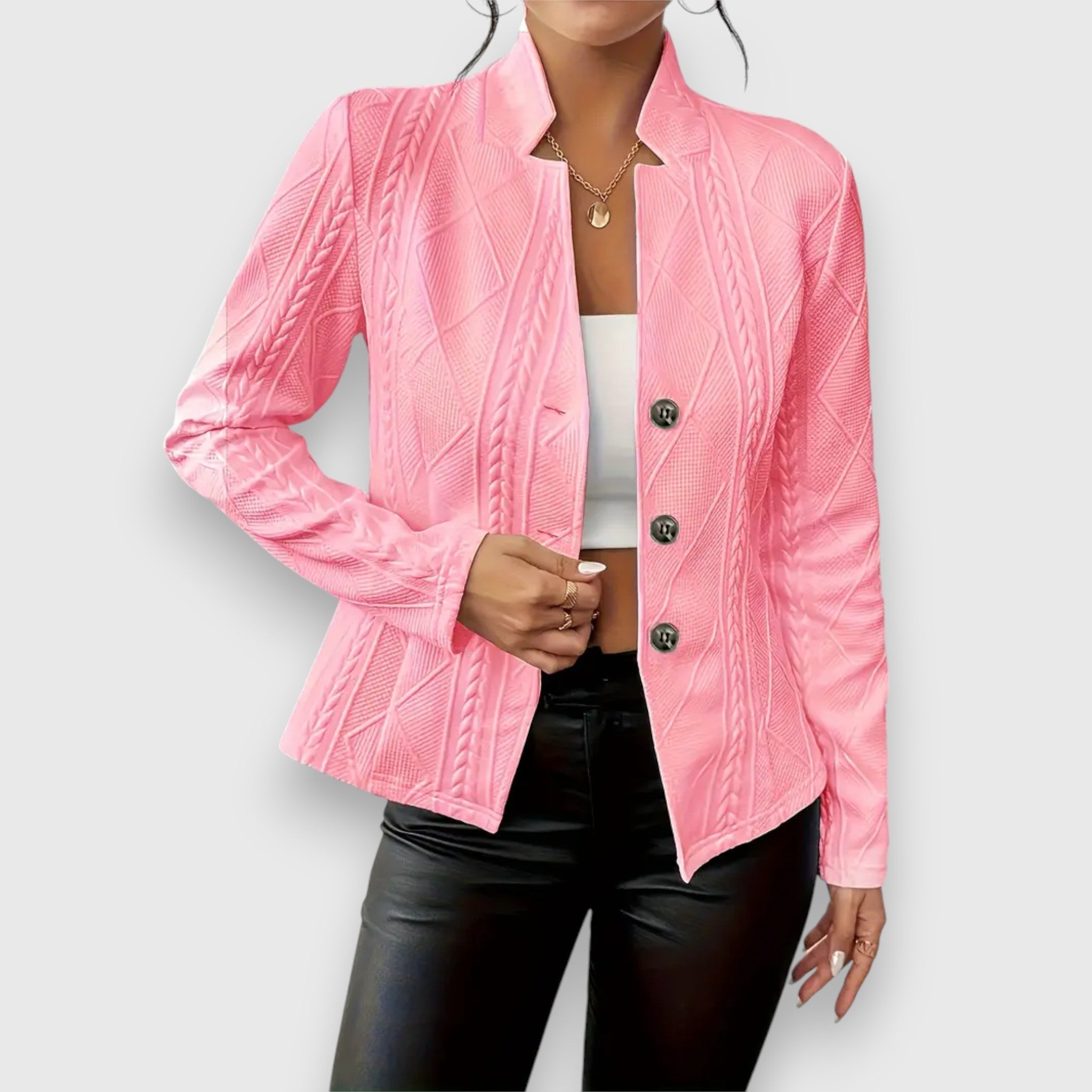 Langärmliger Strickblazer Für Damen | Button-Down