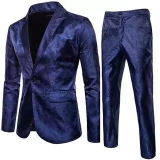 Anzug Herren | Zweiteiliger Statement Look-Blau-M-Orthomode.de