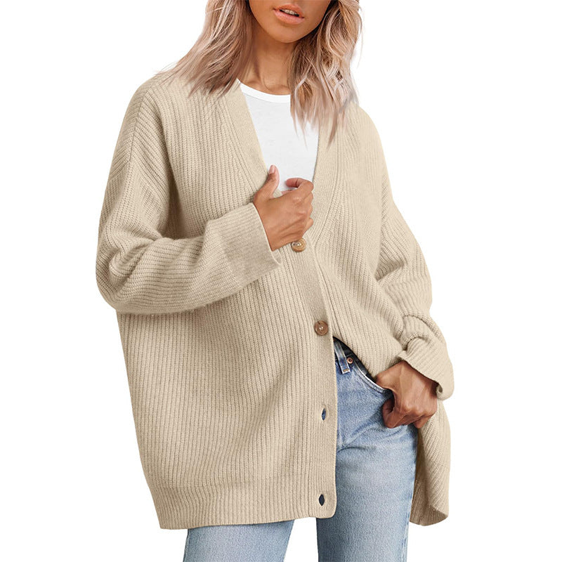 Lässiger Oversize-Cardigan Mit Knöpfen Für Damen | Winter