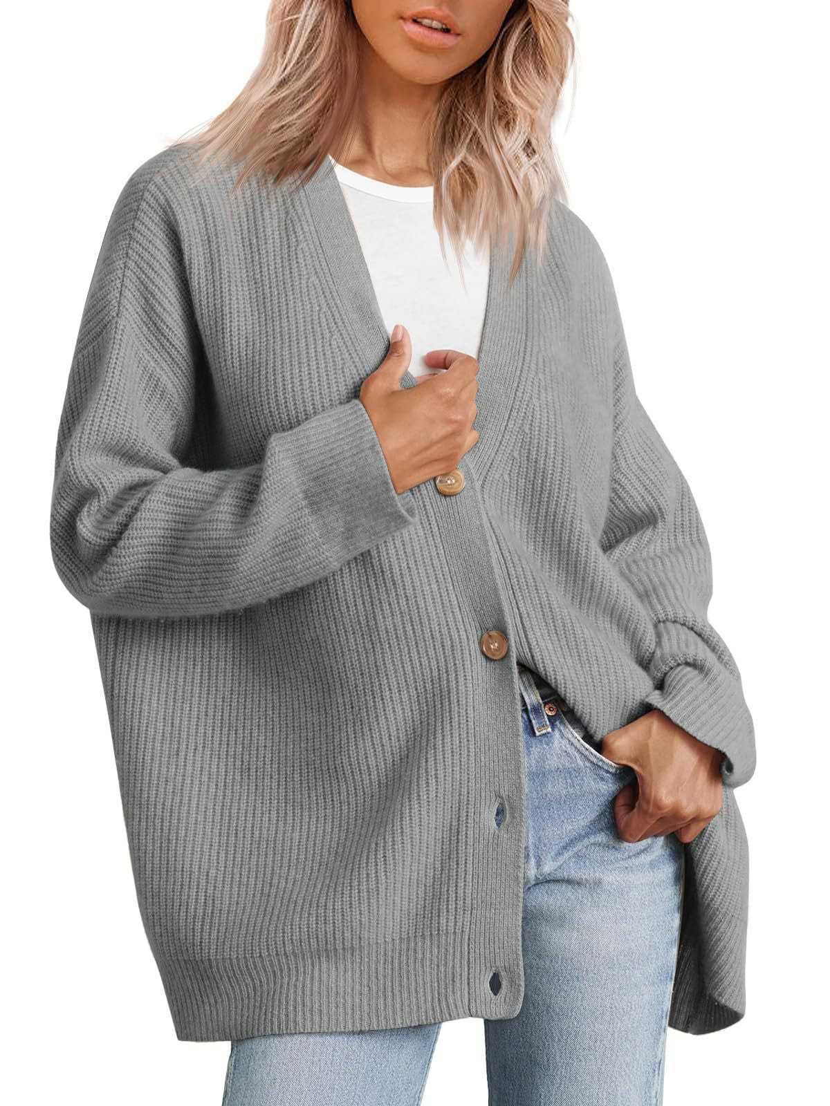 Lässiger Oversize-Cardigan Mit Knöpfen Für Damen | Winter