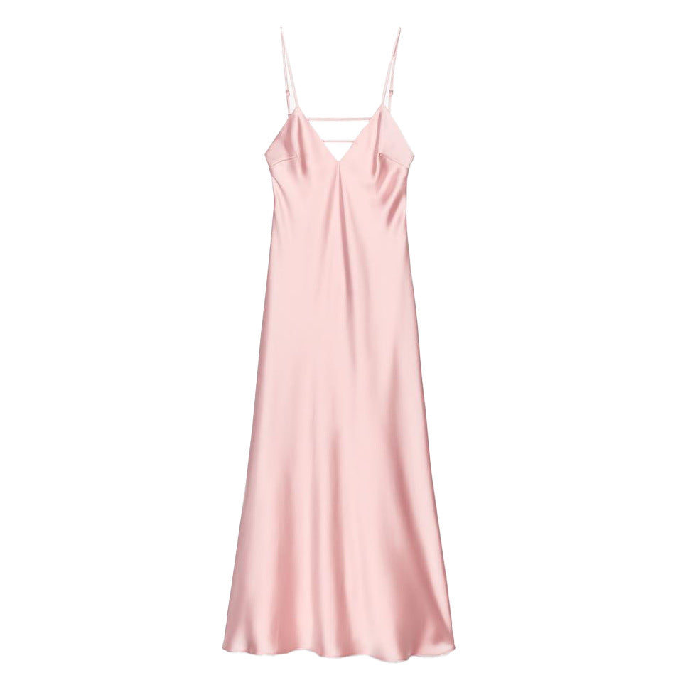 Damen Cocktailkleid | Langer Schnitt Mit Trägern-Rosa-S-Orthomode.de