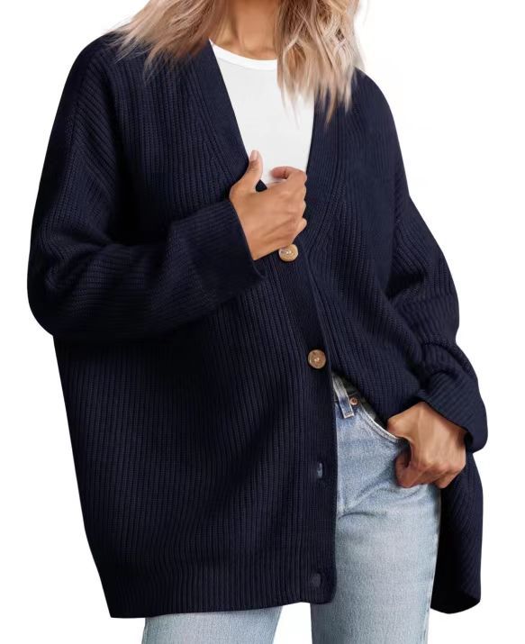 Gestreifte Cardigan Mit V-ausschnitt Für Frauen | Oversize