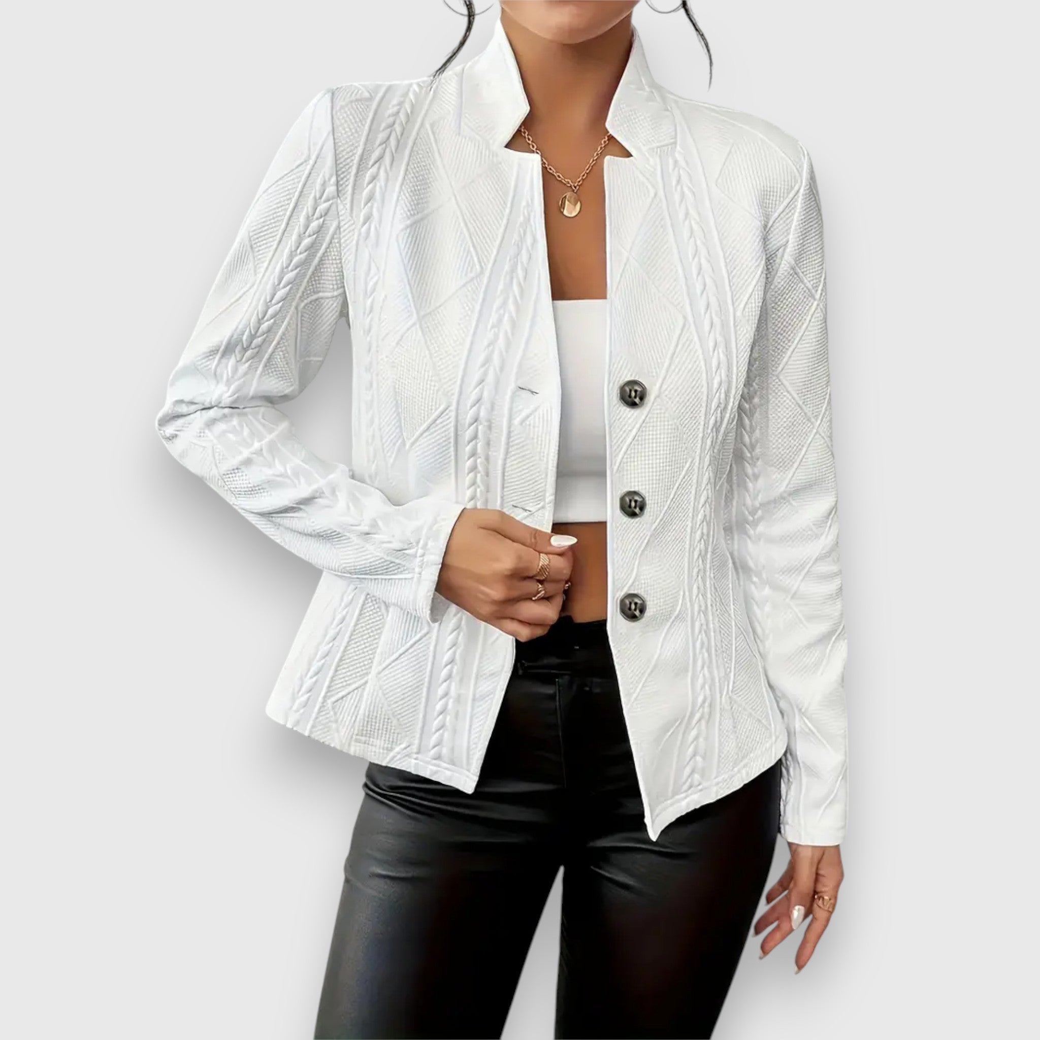 Langärmliger Strickblazer Für Damen | Button-Down