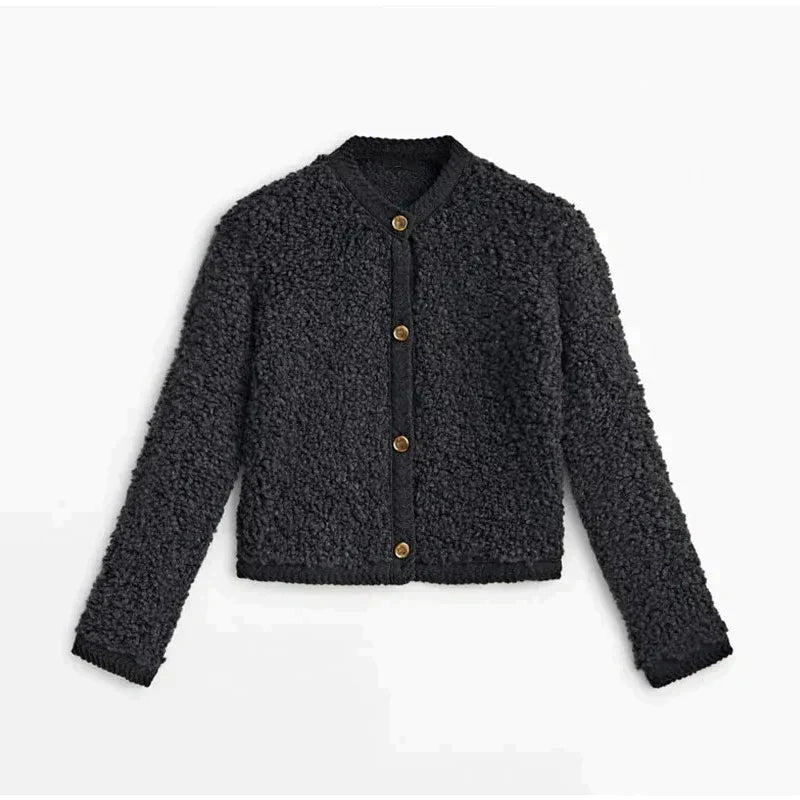 Kurzer Cardigan Mit Goldenen Knöpfen Für Damen | Warm