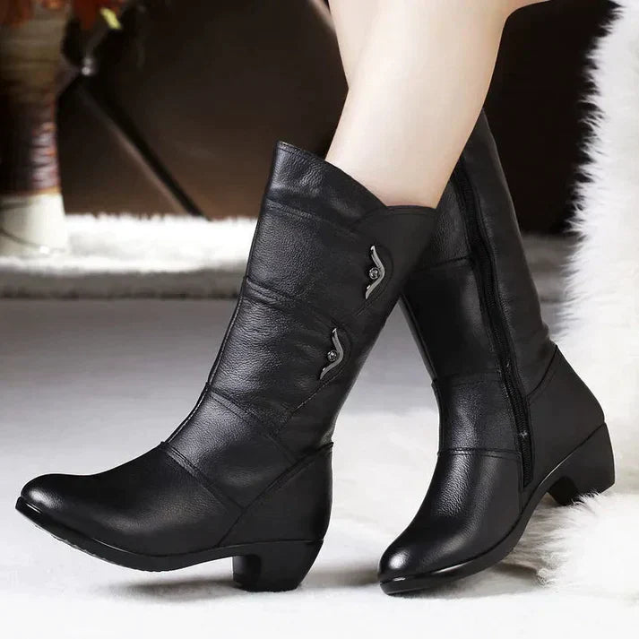 Damen Schwarze Stiefel Mit Blockabsatz | Winter