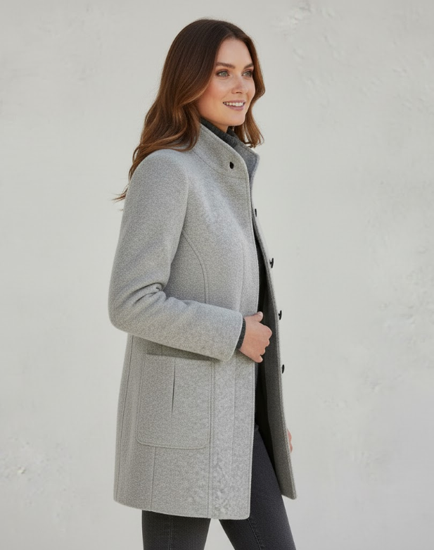 Übergangsjacke Damen | Eleganter Kurzmantel Mit Knopfleiste-Orthomode.de