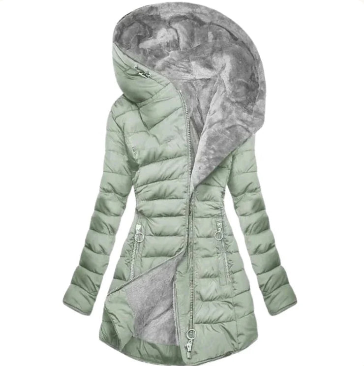 Stylischer Damen-Winterparka Mit Reißverschluss Und Kapuze Und Tasche | Winter