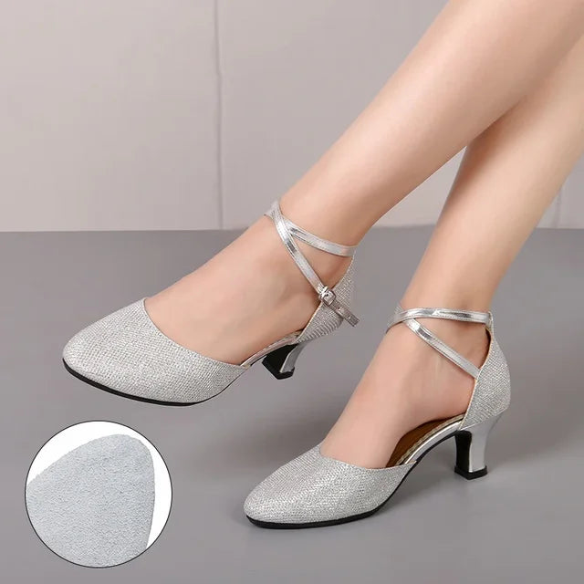 Sandalen Damen | Absatzform Mit Knöchelriemen-Stil-1-Silber-34-Orthomode.de