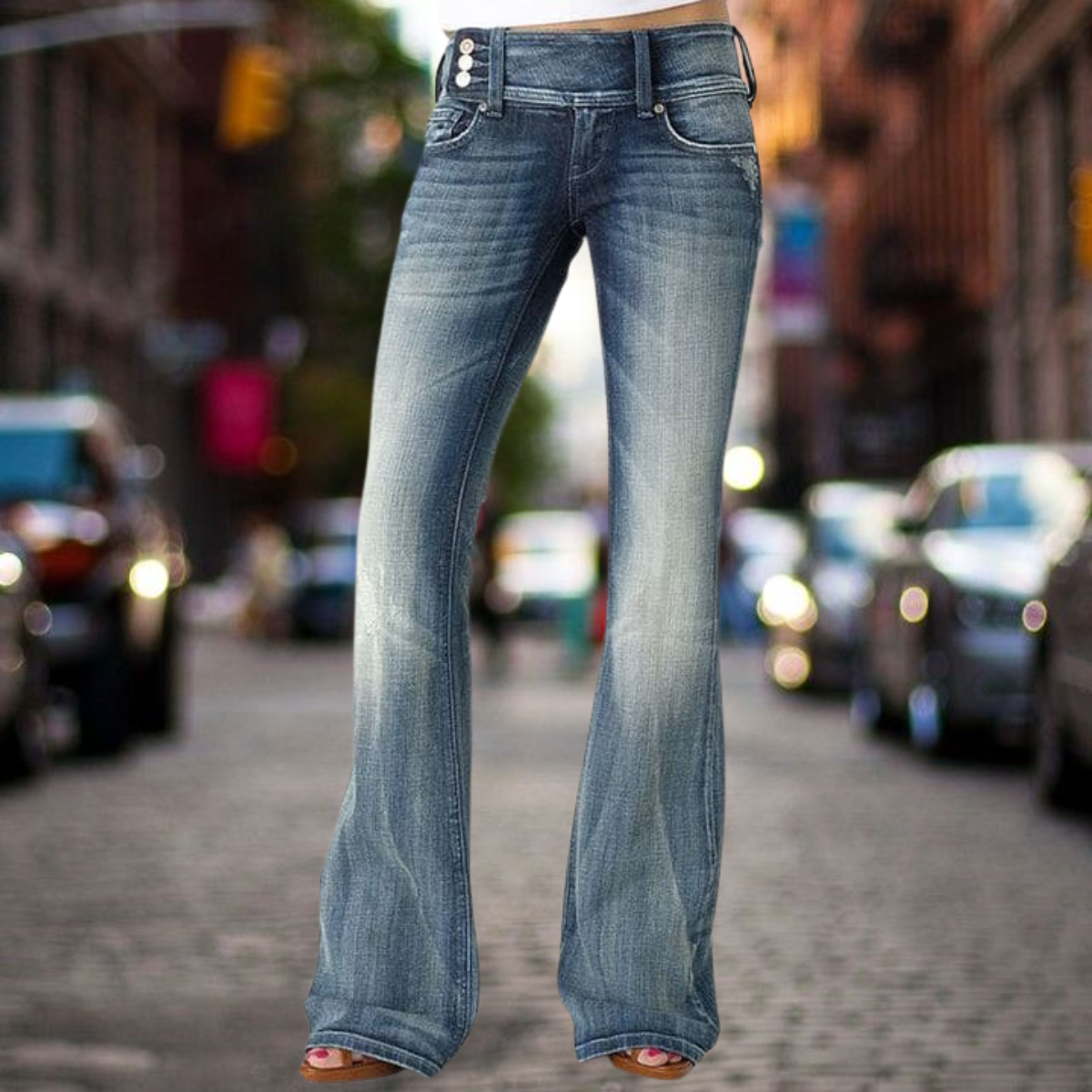 Edelie - Eleganz Klassische Jeans Mit Mittlerer Taille Und Flair