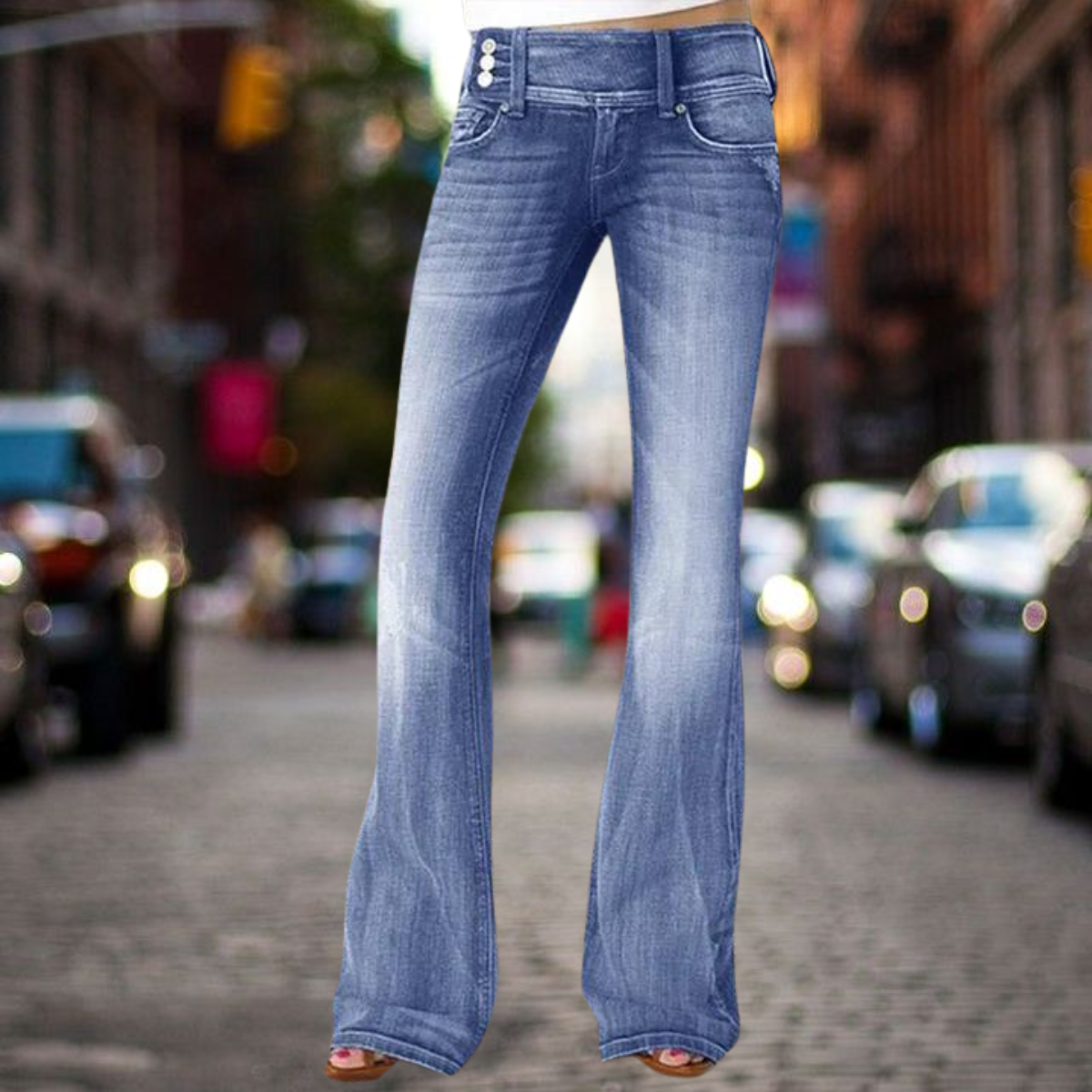 Edelie - Eleganz Klassische Jeans Mit Mittlerer Taille Und Flair