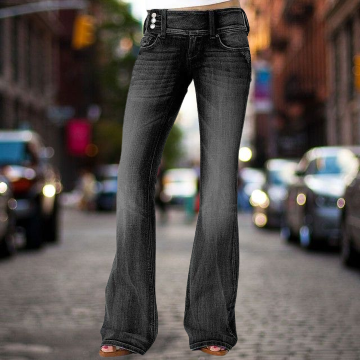 Edelie - Eleganz Klassische Jeans Mit Mittlerer Taille Und Flair