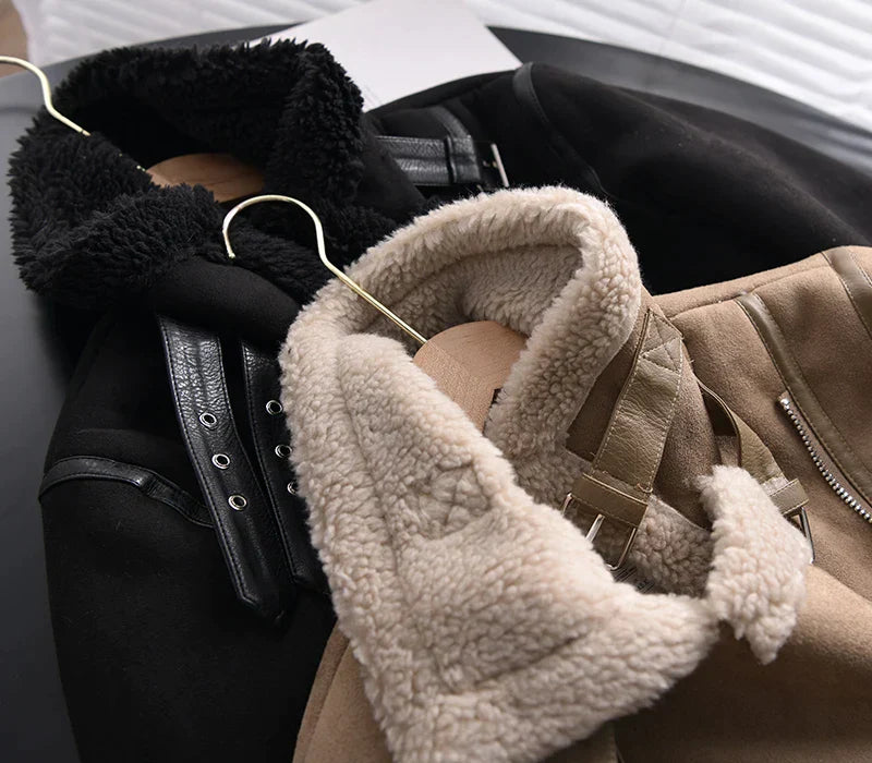 Übergangsjacke Damen | Kurzer Biker Schnitt Mit Gürtel-Orthomode.de