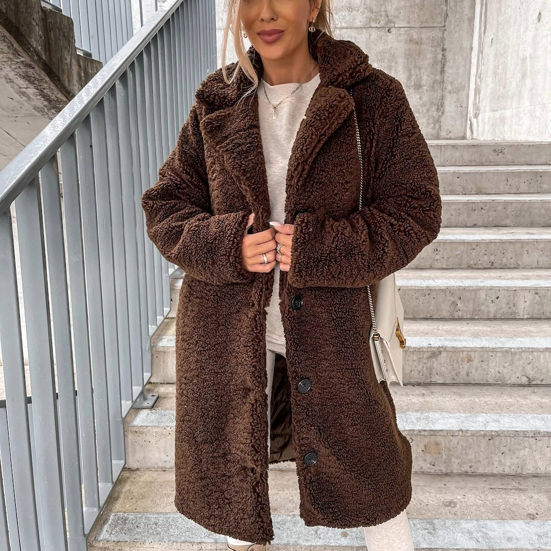 Stylischer Langer Teddymantel Für Frauen | Winter