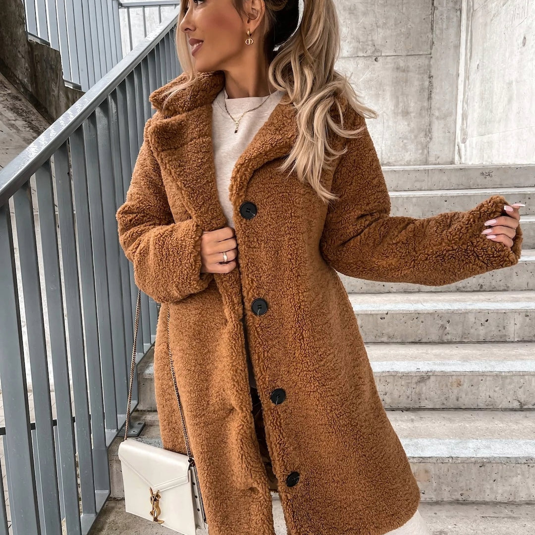 Stylischer Langer Teddymantel Für Frauen | Winter