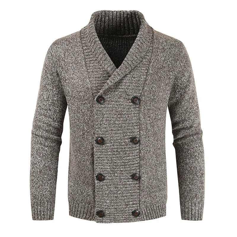 Lässiger Herren-Wintercardigan Mit Zweireihiger Knopfleiste | Lange Ärmel