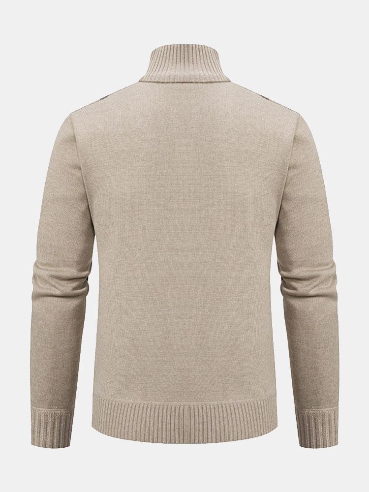 Klassischer Strickpullover Mit Karomuster Für Herren | Reißverschluss