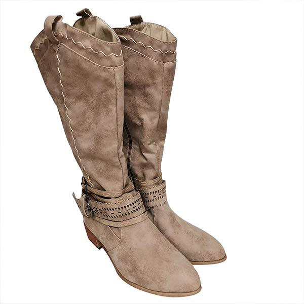 Damen Cowboystiefel Mit Blockabsatz | Dekorative Schnalle