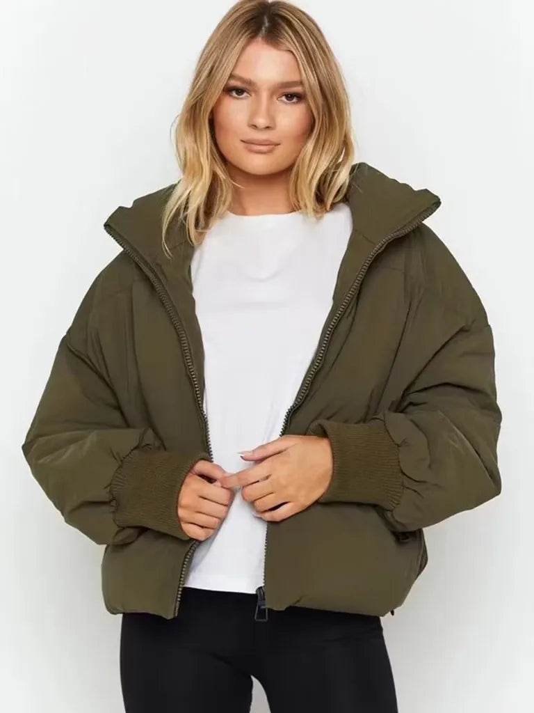 Damen Stylische Pufferjacke Mit Reißverschluss | Winter