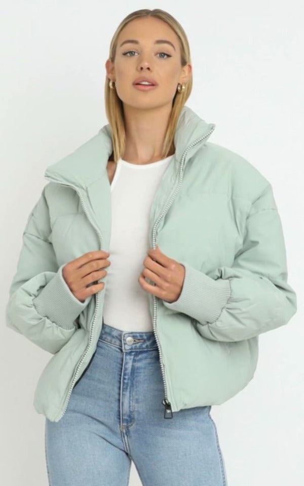 Damen Stylische Pufferjacke Mit Reißverschluss | Winter