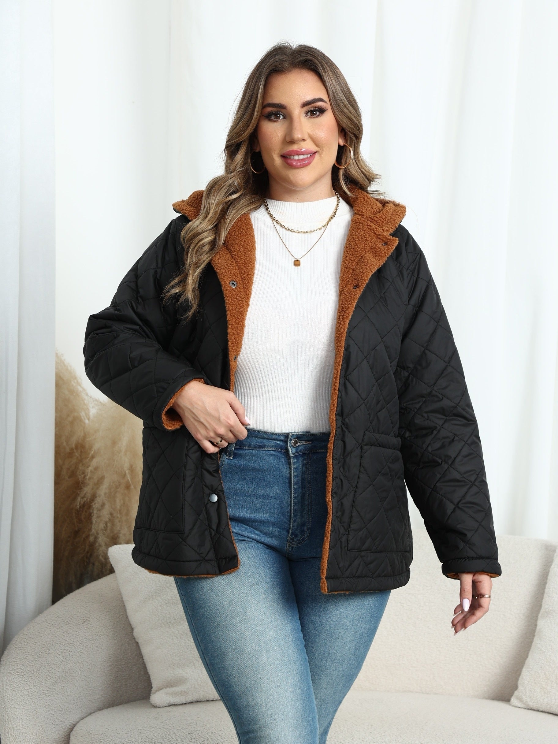 Damen Winterjacke In Großen Größen | Schwarz