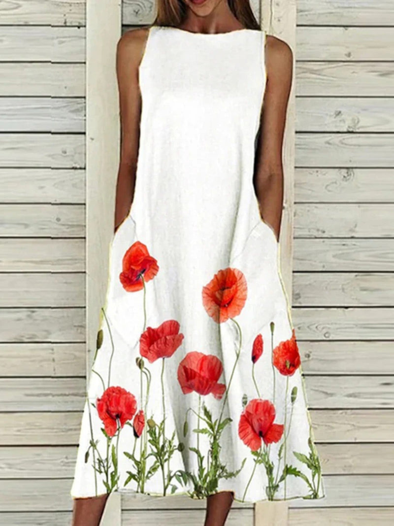 Florence | Sommerkleid Mit Blumenmuster Für Damen | Midi