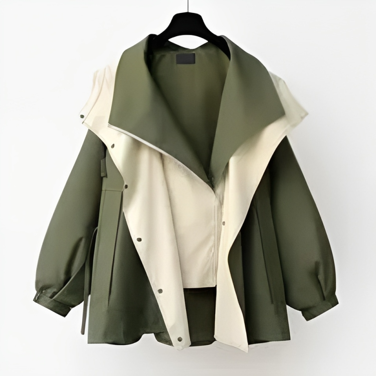 Stilvoller Kurzer Trenchcoat Für Frauen | Drapierter Kragen