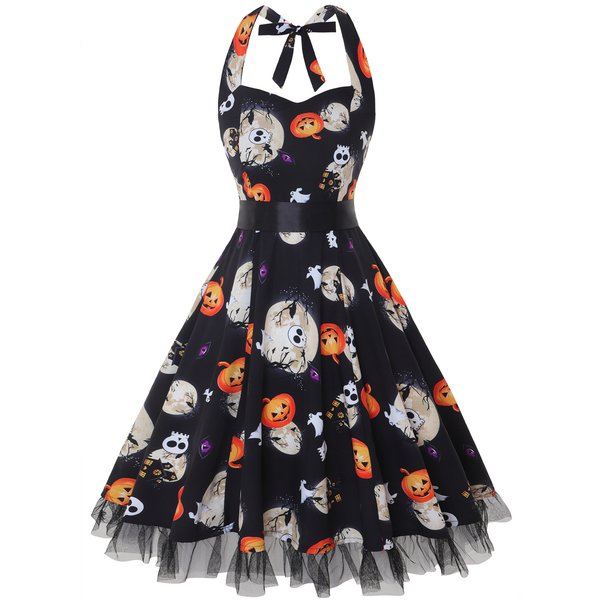 Langärmliges Halloween-Kostümkleid | Midi