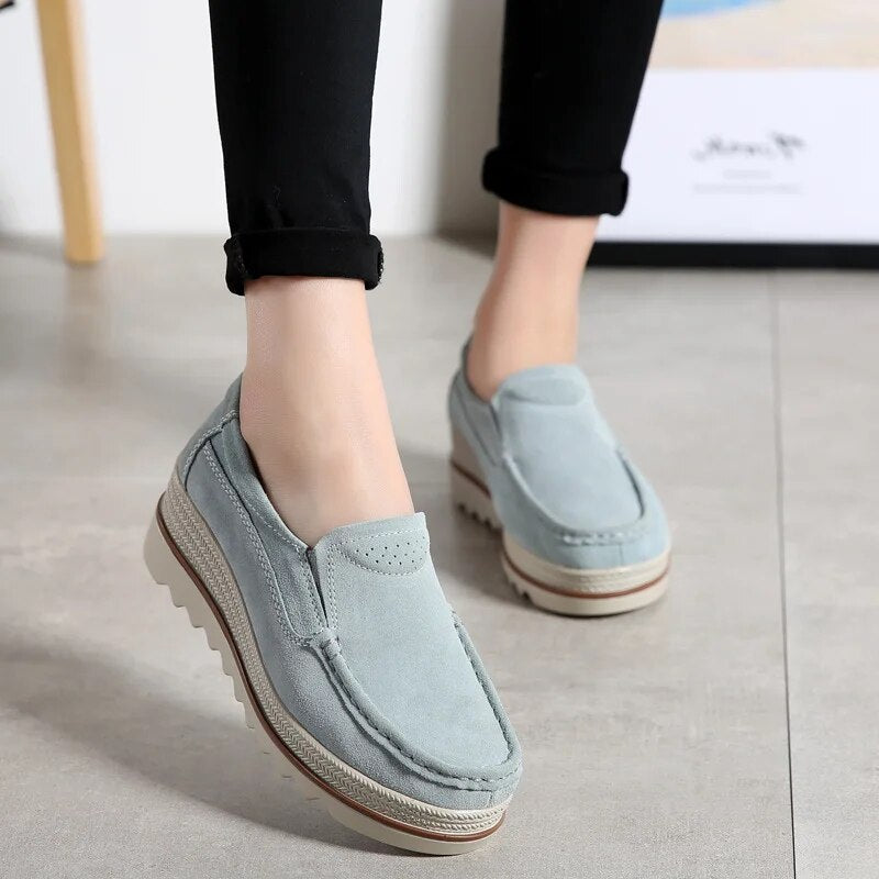 Lynn – Damen Plateau Loafer aus Wildleder
