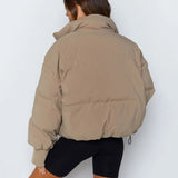 Damen Kurze Pufferjacke Mit Reißverschluss | Reißverschluss