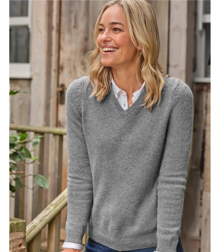 Damen V-Ausschnitt Pullover | Alltag Form